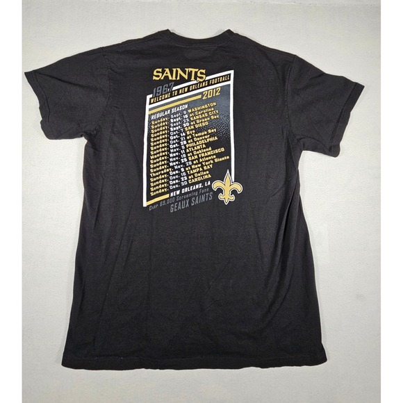 NFL Team Apparel New Orleans Saints 2012 Schedule T-Shirt Mens Large Black K917 - Picture 8 of 9